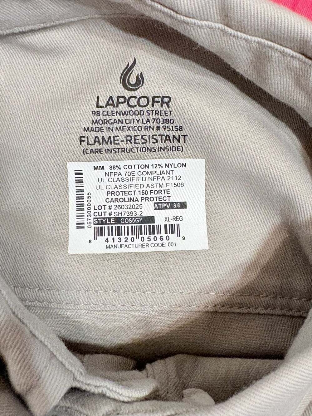 LAPCO FR Flame Resistant Work Shirt XL-REG GOS6GY #692 - Picture 2 of 8